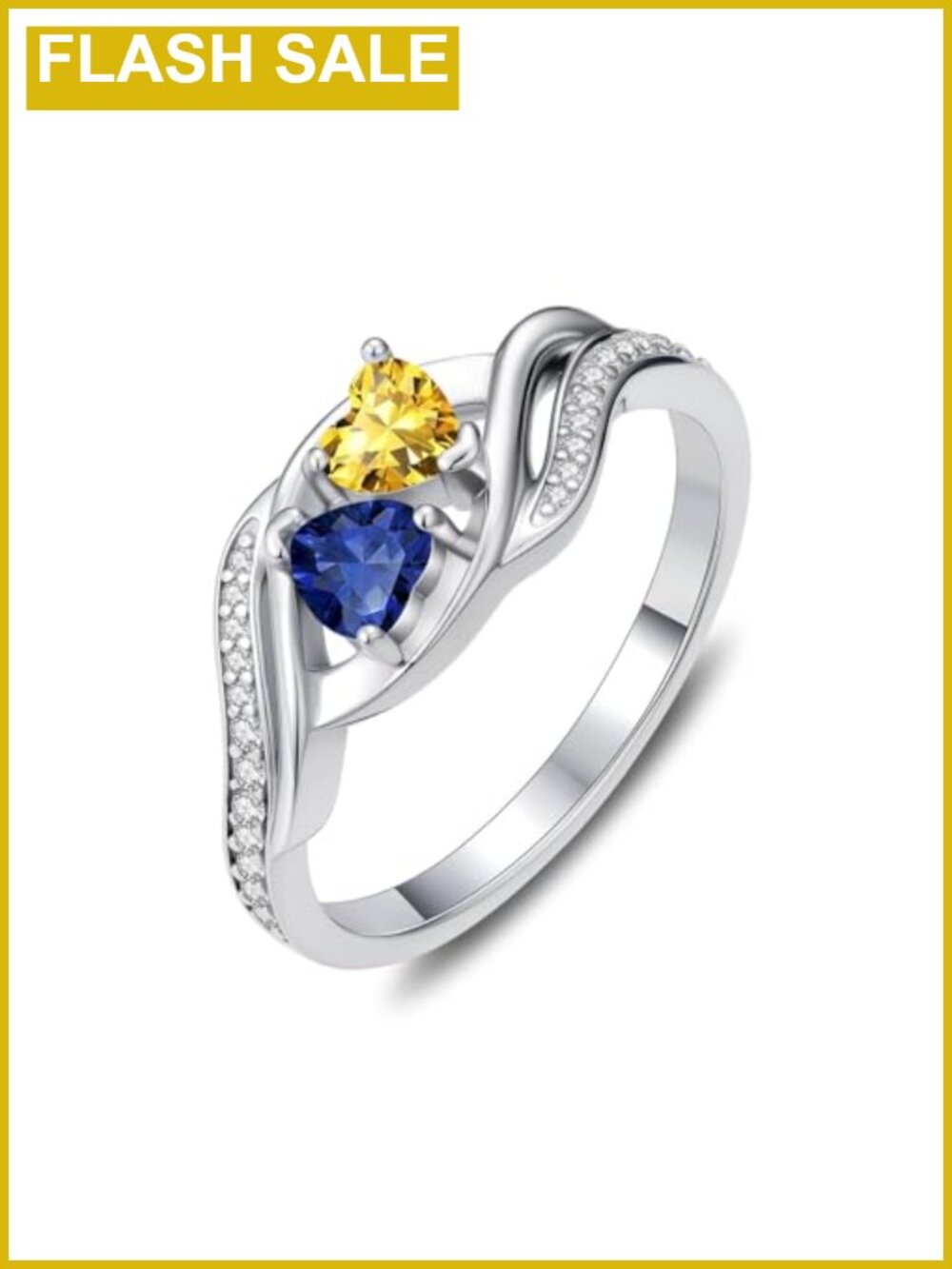 Infinity Promise Ring Cubic Zirconia Heart Birthstone Statement Ring
